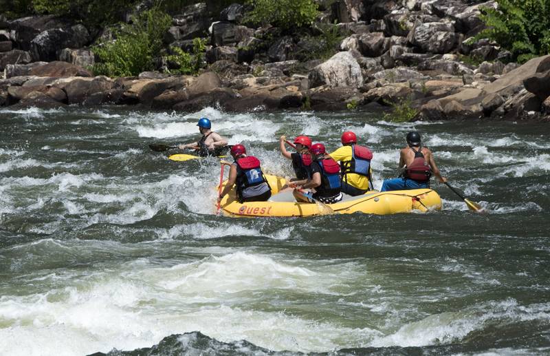 Rafts running the rapids of the Ocoee River